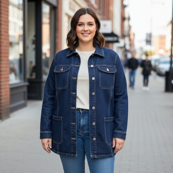 CATHERINES Women's Plus Size Blue Stretch Denim Jacket SIZE 4X - Picture 2 of 8